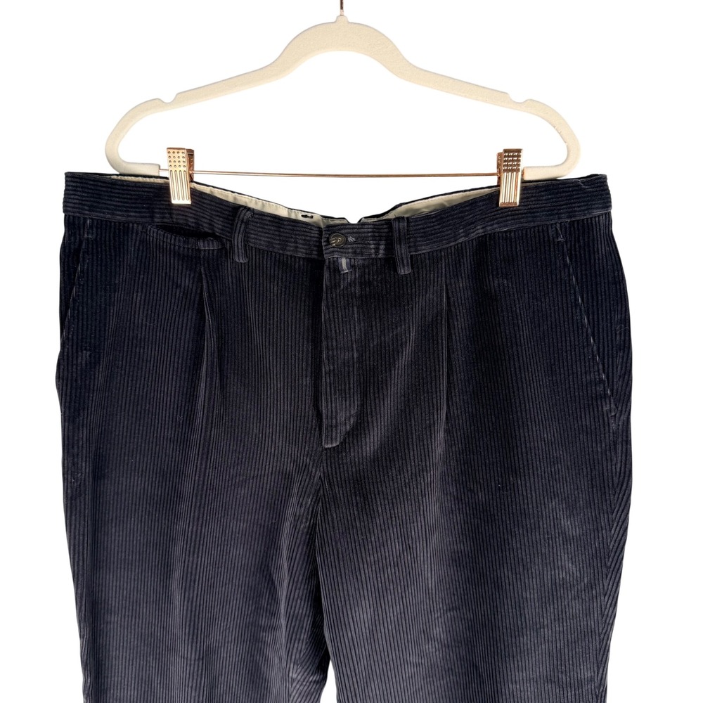 Emidio Tucci Mens Navy Blue Corduroy Pleated Pants 38x28 Cotton Modal Stretch